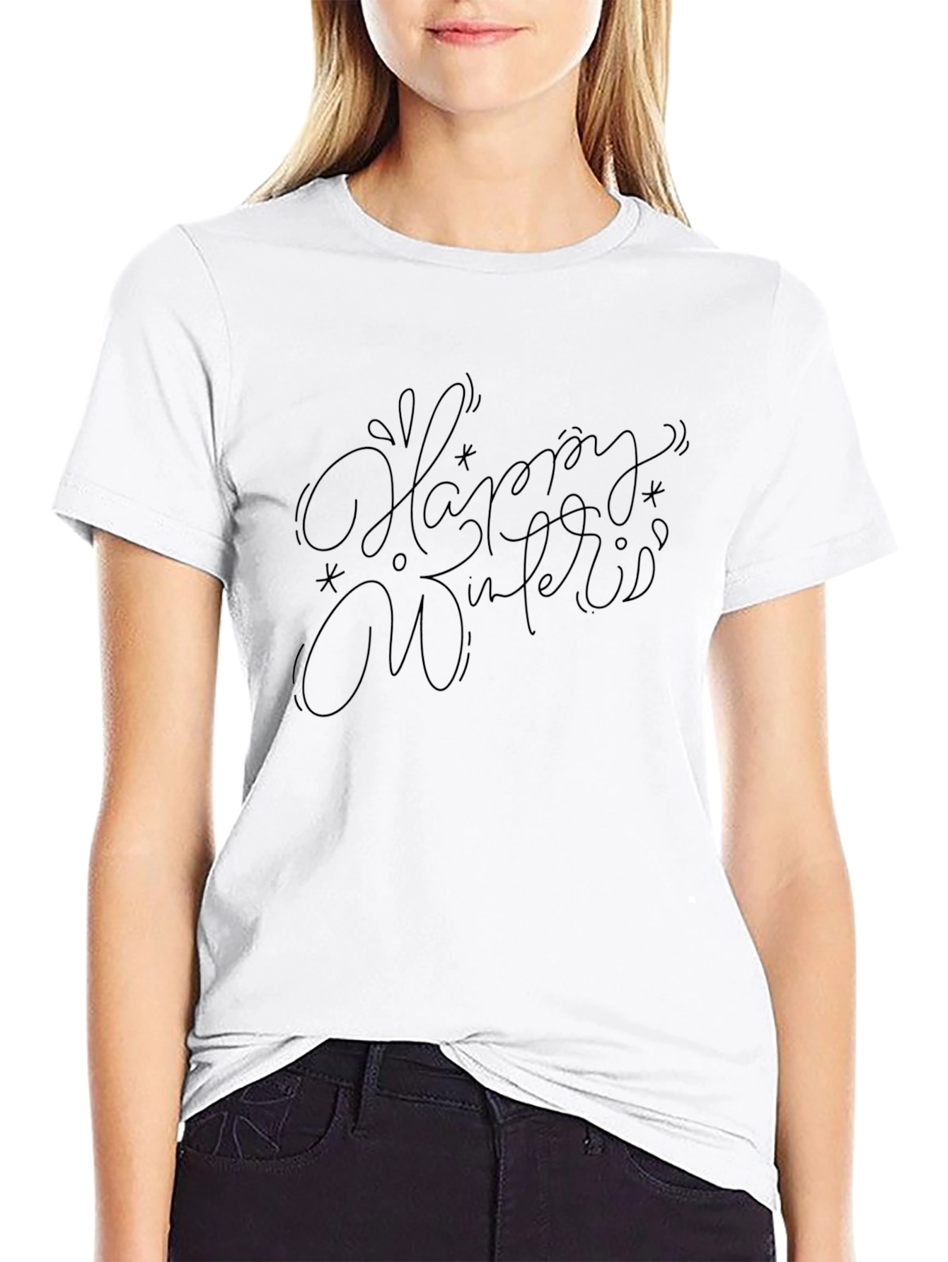 Happy Winter T-Shirt - Stylish Black Tee