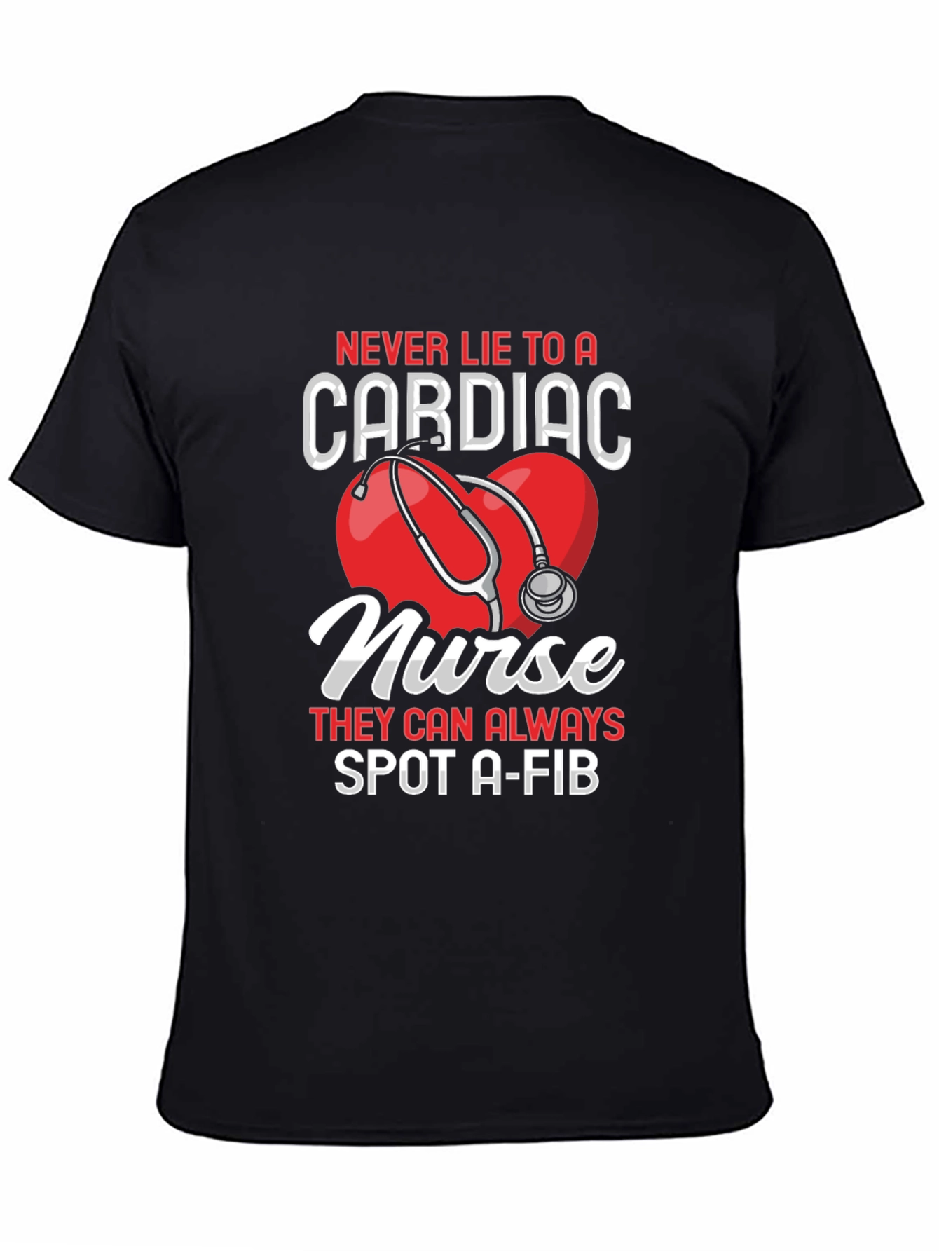 Cardiac Nurse Humor Graphic Tee - Black