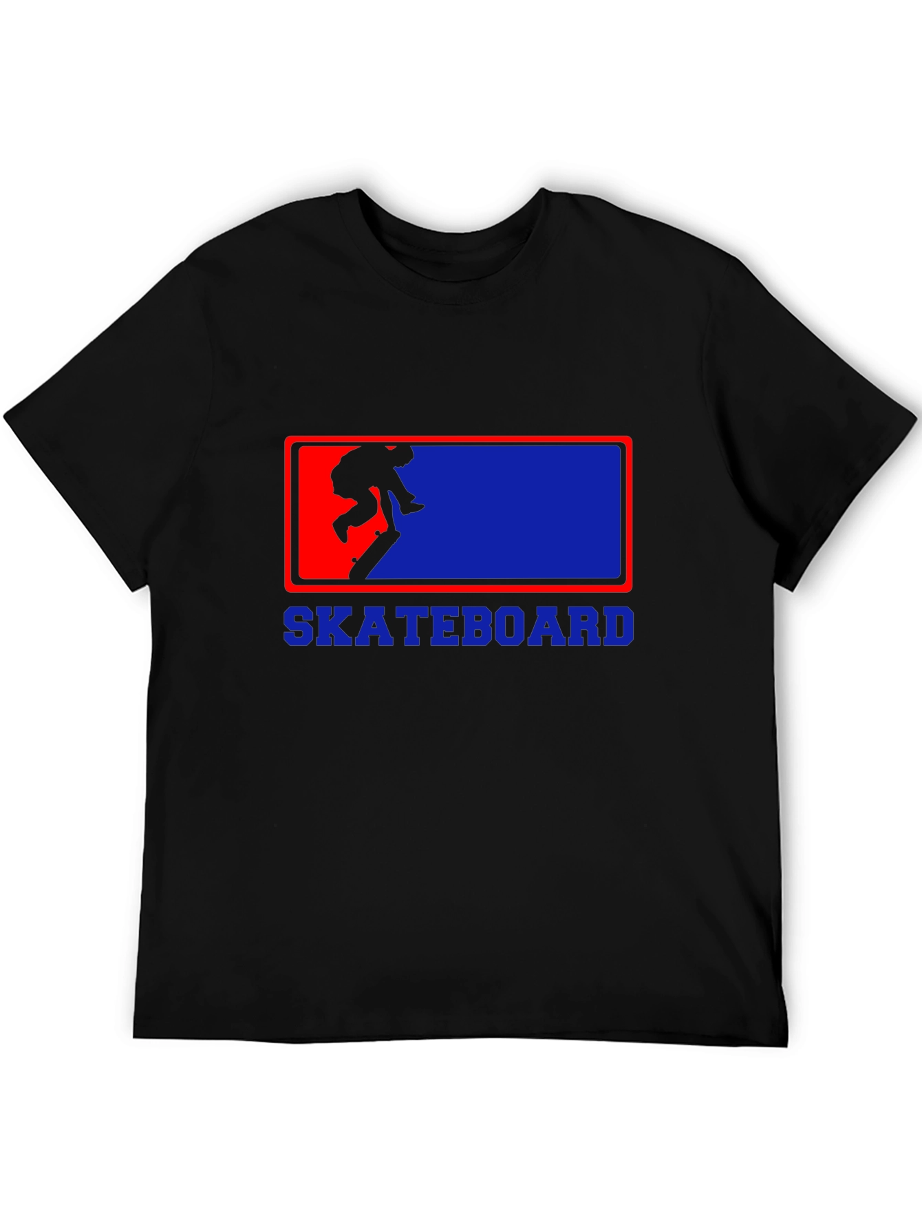 Skateboard Graphic Tee - Black Cotton Blend T-Shirt