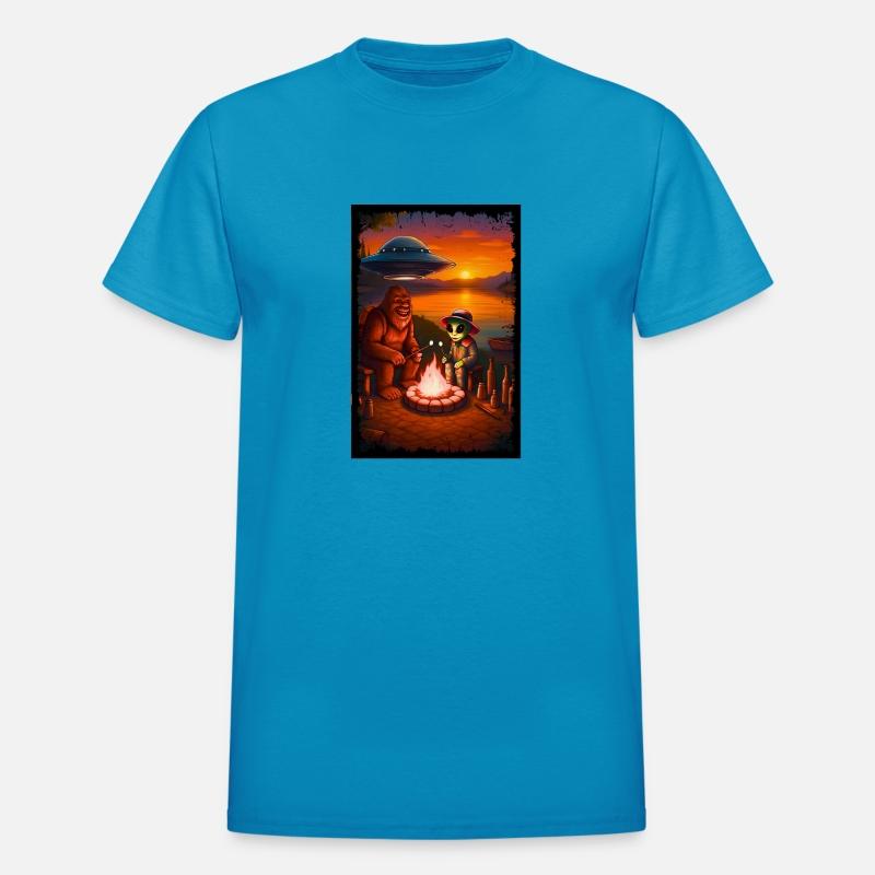 Bigfoot and Alien Roasting Marshmallows Over