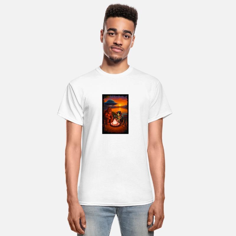 Bigfoot and Alien Roasting Marshmallows Over