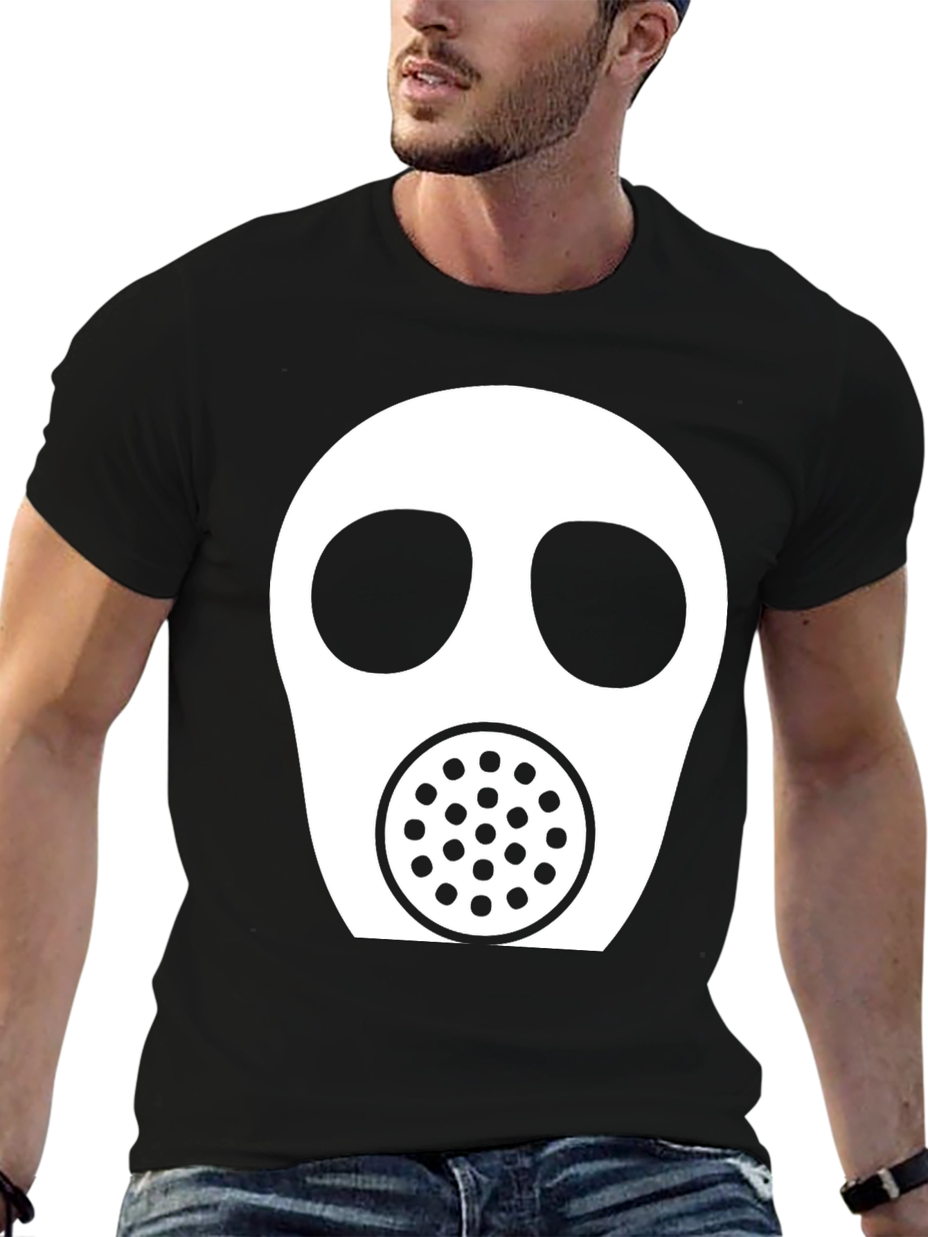 Gas Mask Graphic Tee - Black Casual T-Shirt