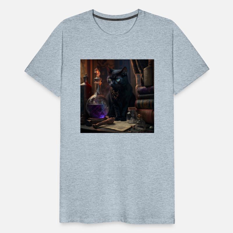 Black cat sitting on table spell on a potion