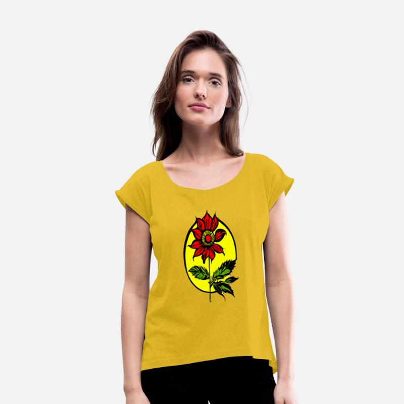 Boho Flower with on Oval Yellow Emblem 🌸🌿💛