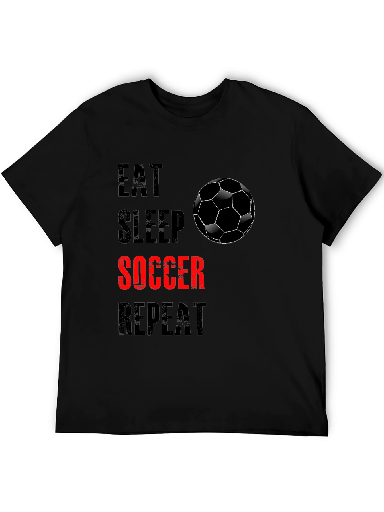 Eat Sleep Soccer Repeat Black Graphic Tee