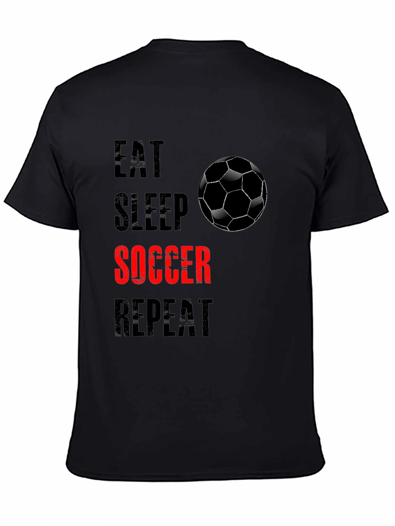 Eat Sleep Soccer Repeat Black Graphic Tee