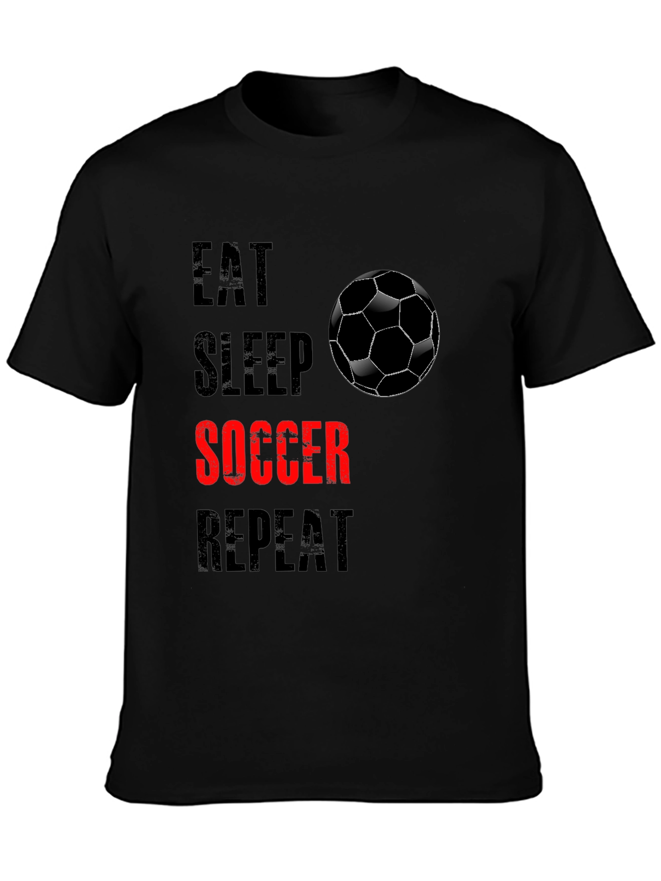 Eat Sleep Soccer Repeat Black Graphic Tee