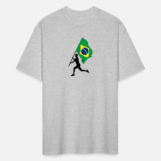 Brazil flag man running