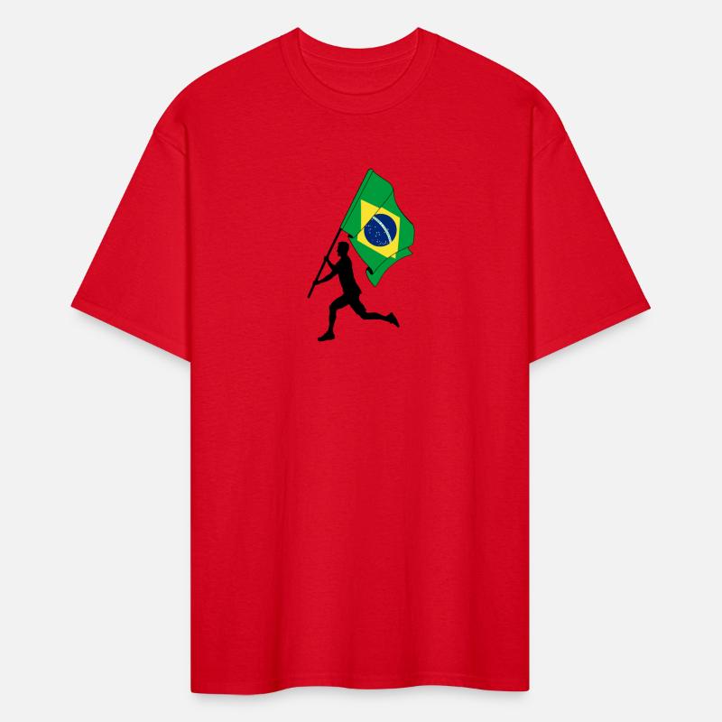 Brazil flag man running