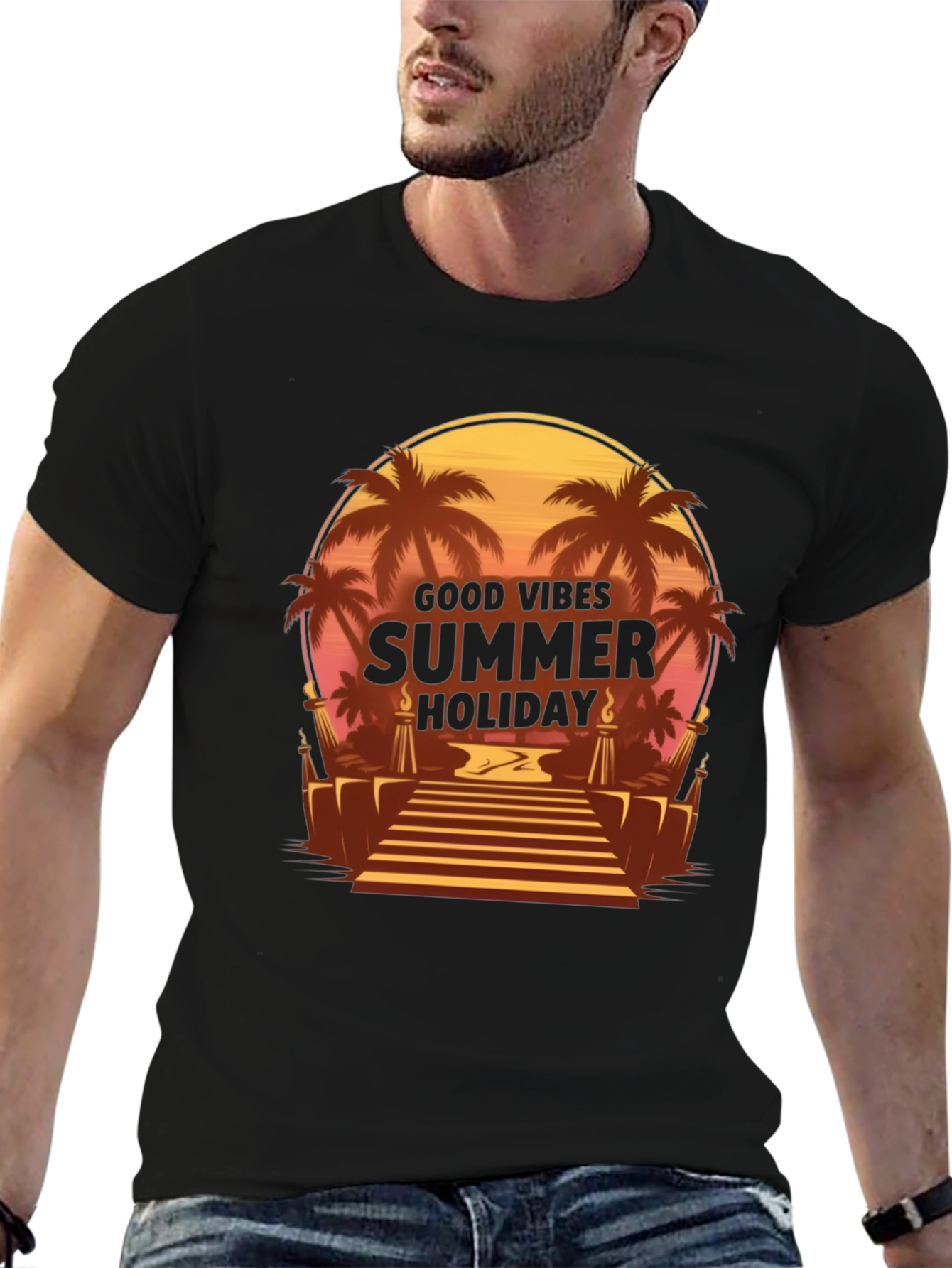 Good Vibes Summer Holiday Graphic T-Shirt