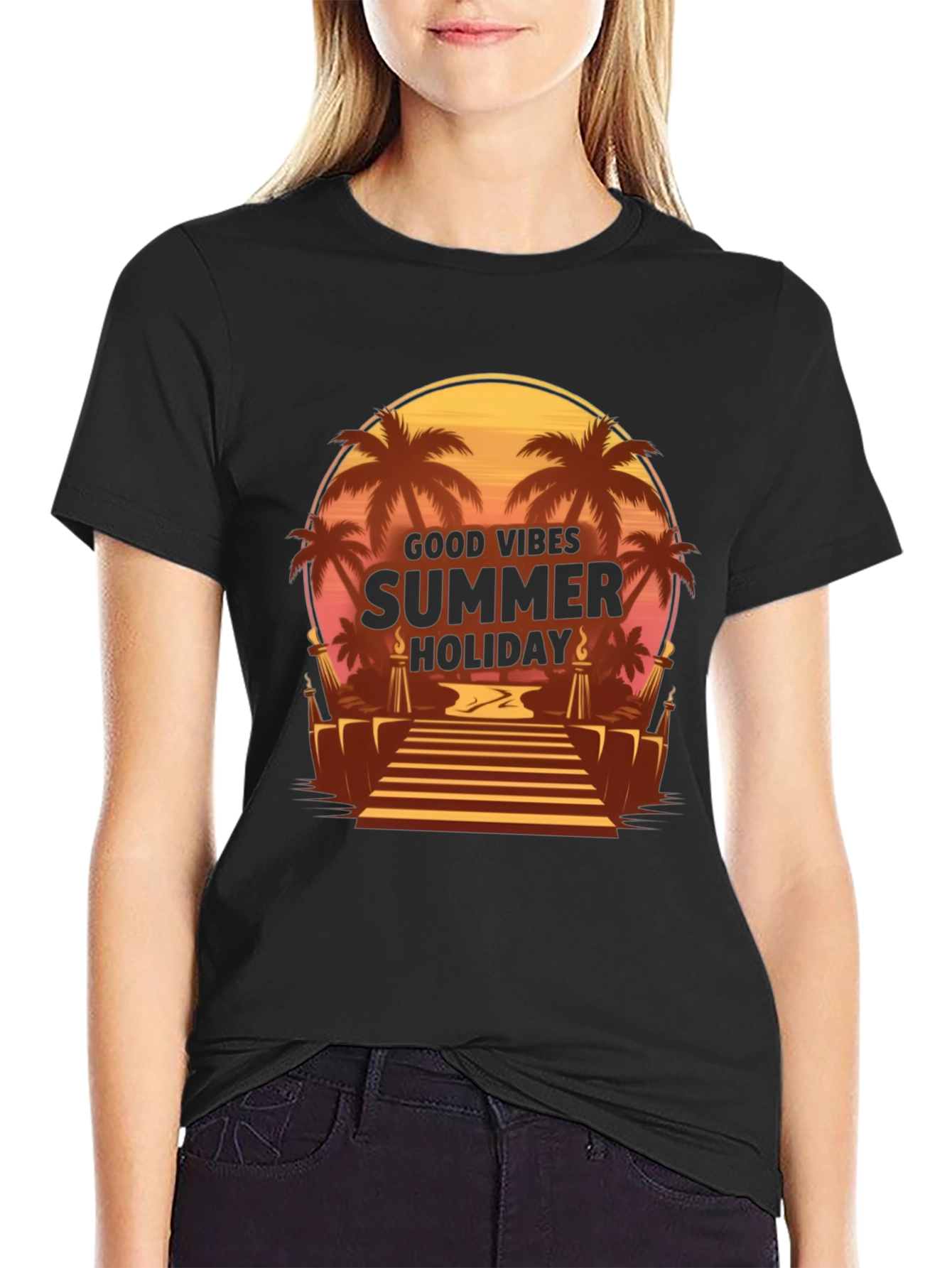 Good Vibes Summer Holiday Graphic T-Shirt