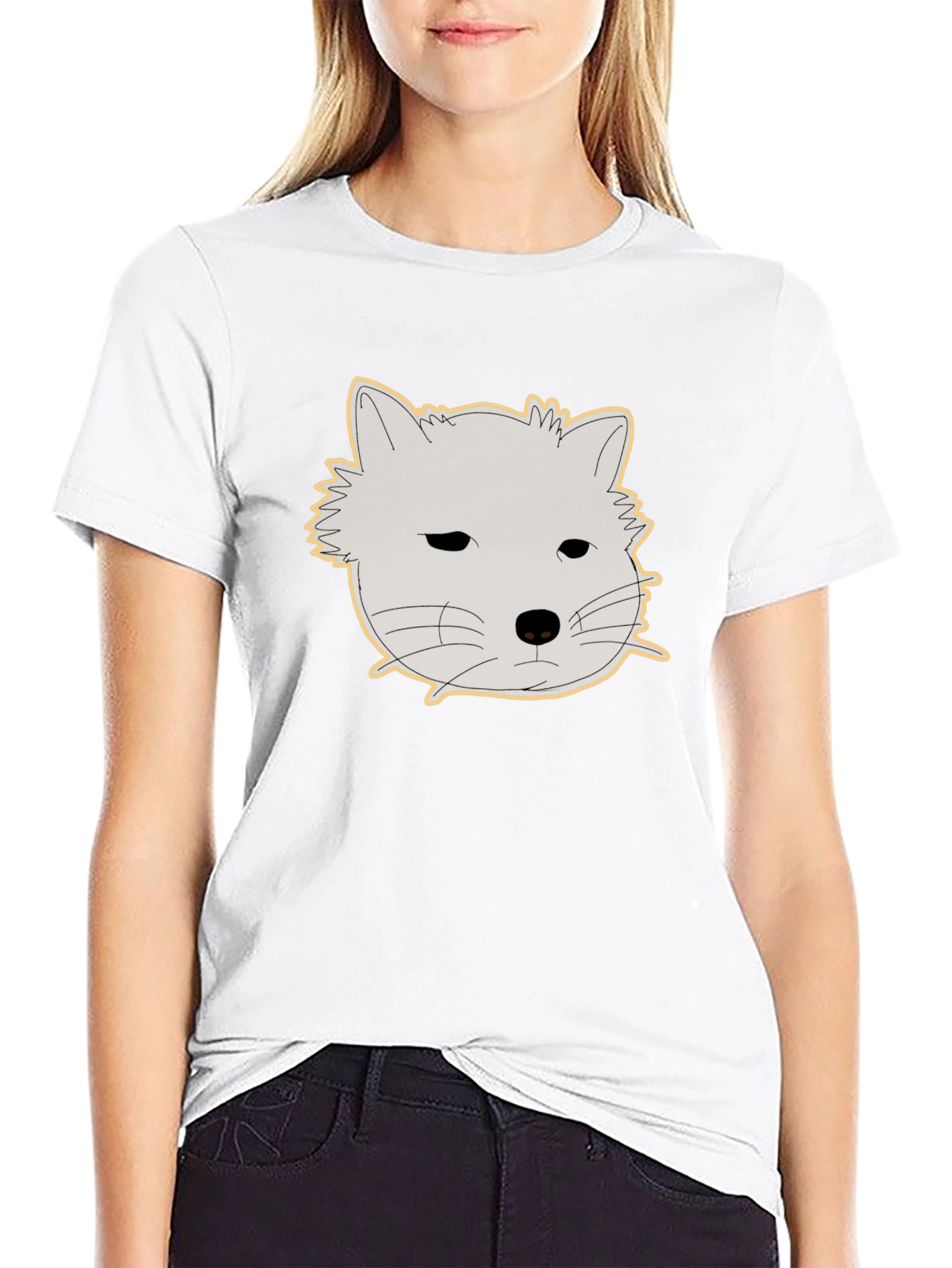 Black T-Shirt with Cute Animal Graphic