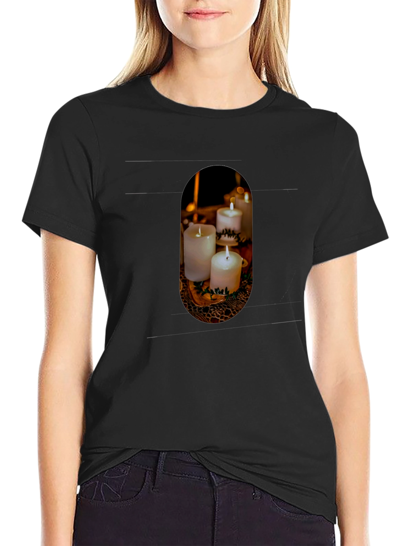 Candle Print Crew Neck T-Shirt