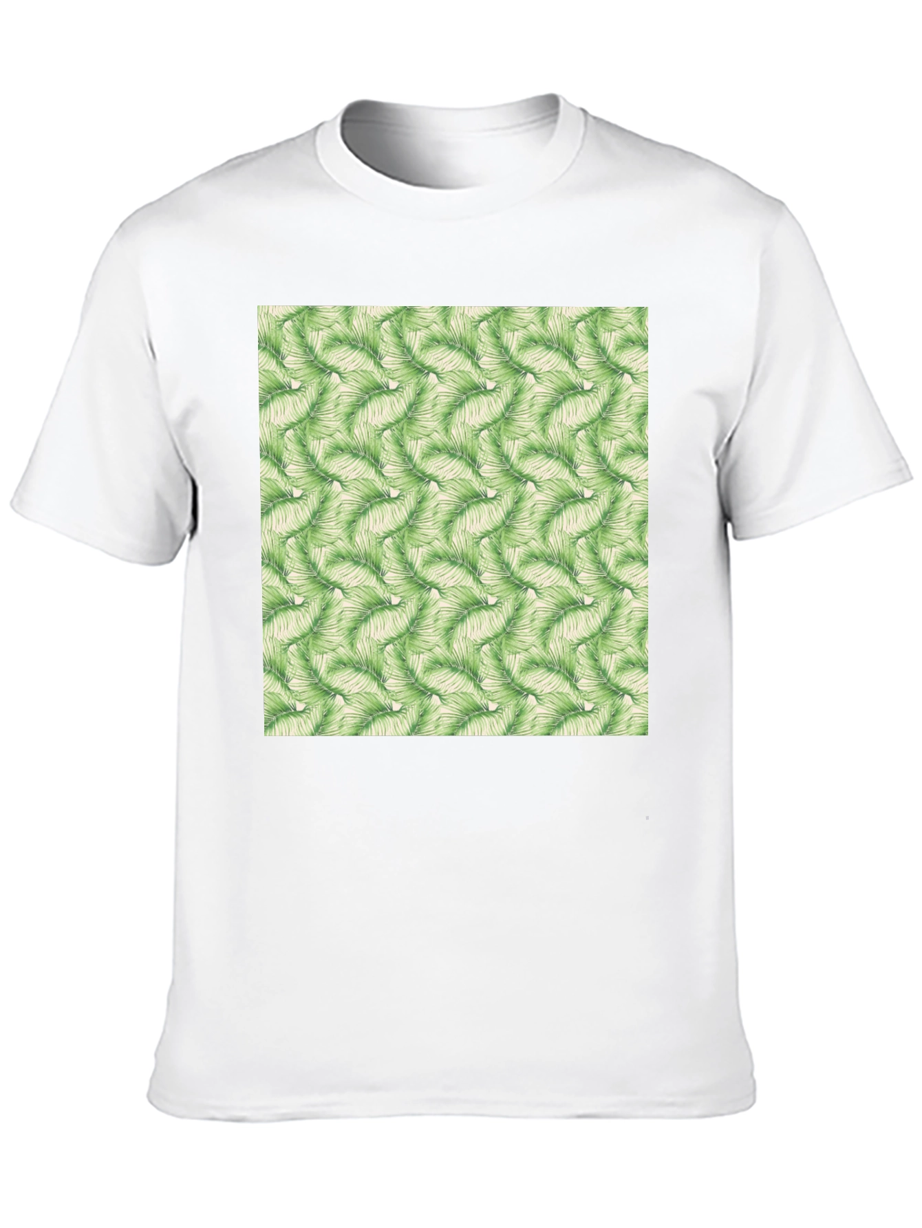 Tropical Leaves Pattern Black T-Shirt