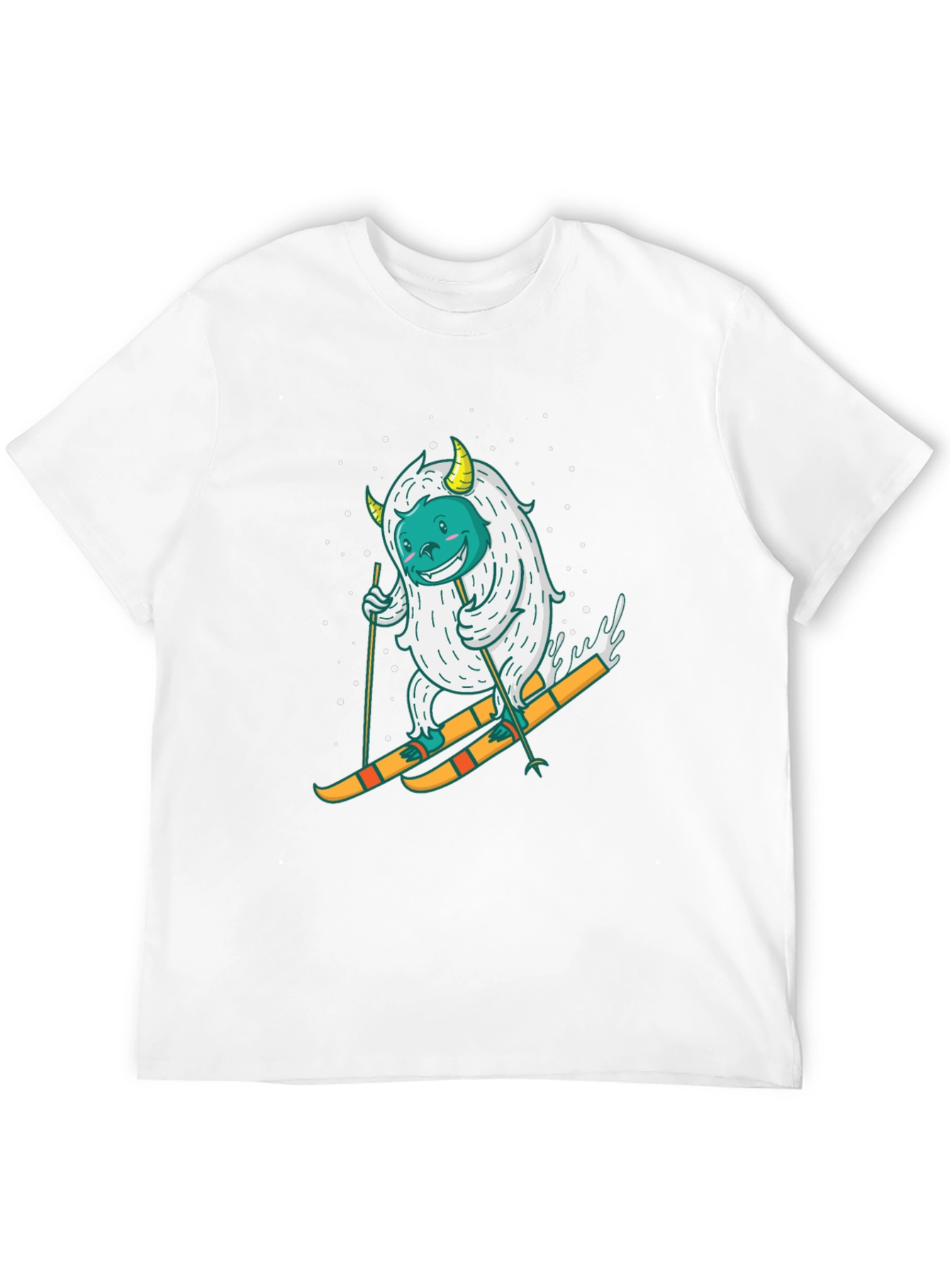 Skiing Yeti Graphic Tee - Black Cotton T-Shirt