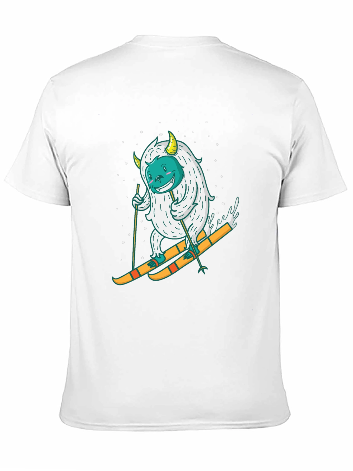 Skiing Yeti Graphic Tee - Black Cotton T-Shirt
