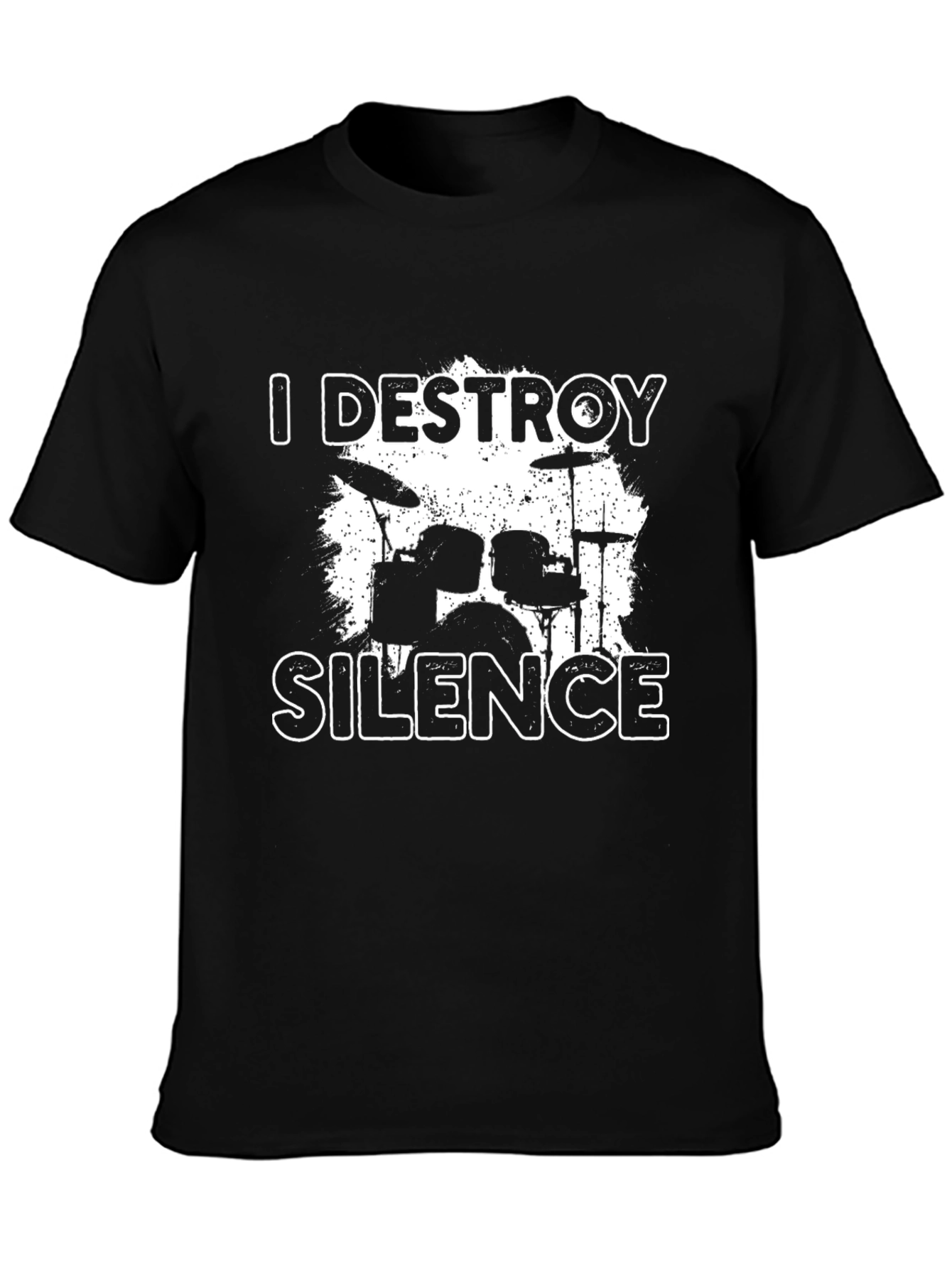 I Destroy Silence Drum Set Black T-Shirt