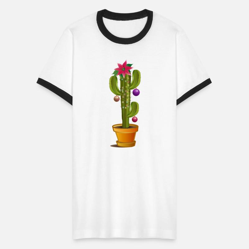 Cactus decorated for Christmas with poinsettia