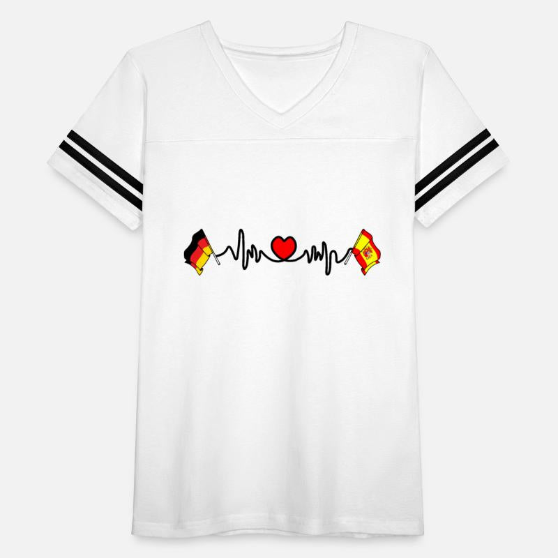 Cardio heart with flag Germany and flag Spain
