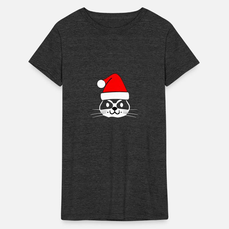 Cat Santa With Hipster Mustache And Red Hat