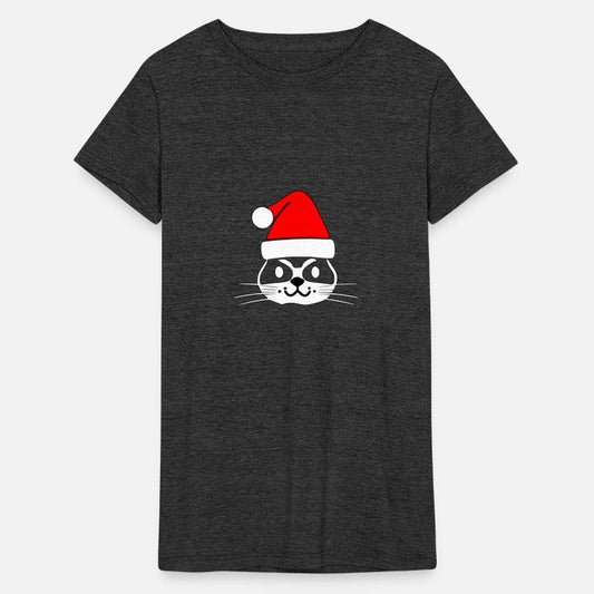 Cat Santa With Hipster Mustache And Red Hat