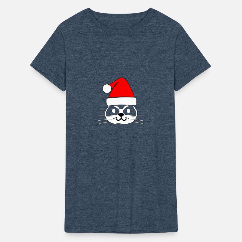 Cat Santa With Hipster Mustache And Red Hat