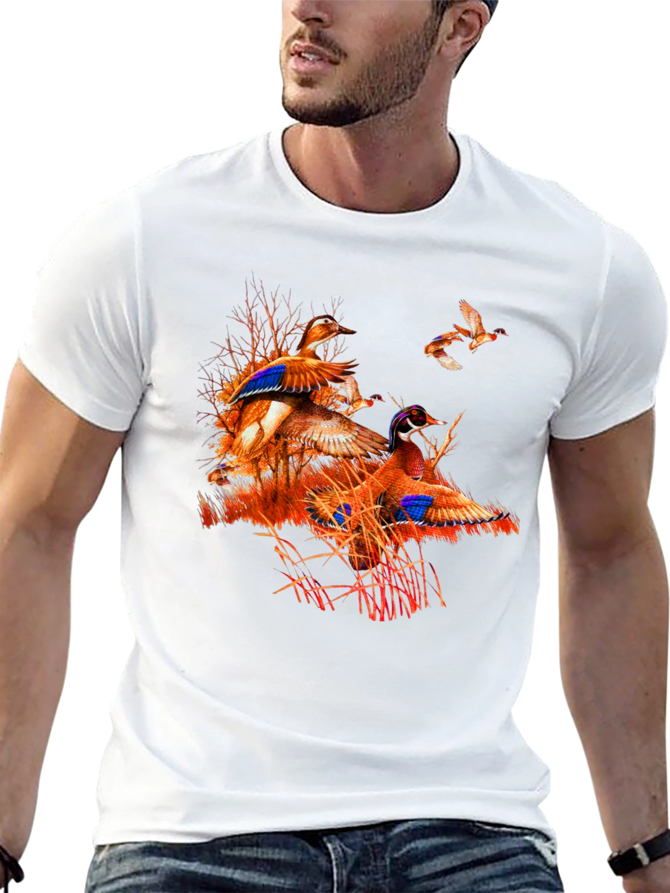 Duck Hunting Graphic Tee - Black Cotton Blend Shirt