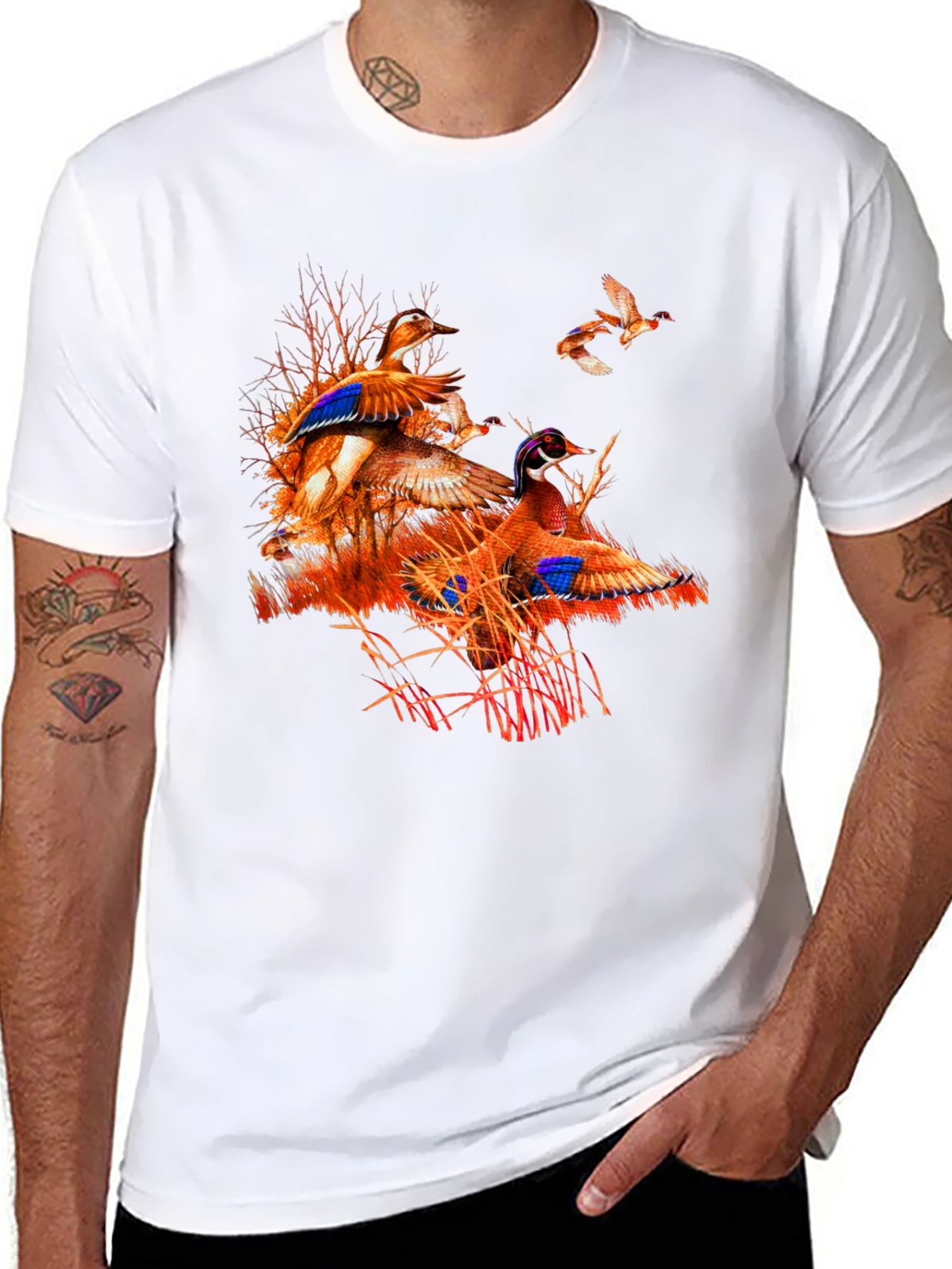 Duck Hunting Graphic Tee - Black Cotton Blend Shirt