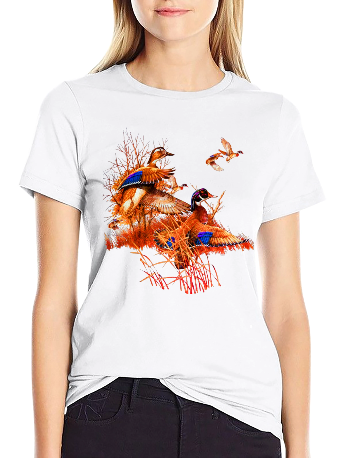 Duck Hunting Graphic Tee - Black Cotton Blend Shirt