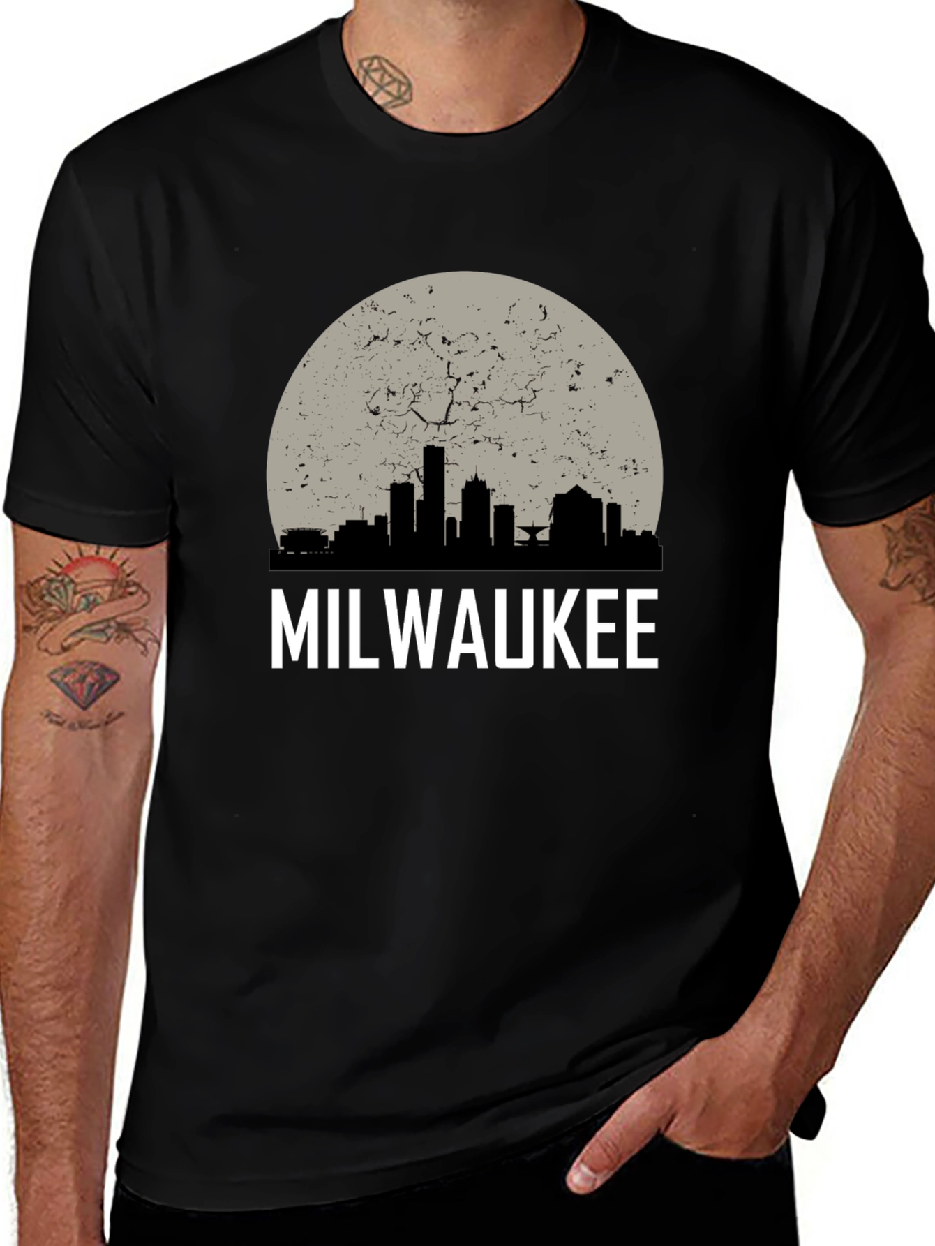 Milwaukee Skyline Graphic Tee - Distressed Moon Design