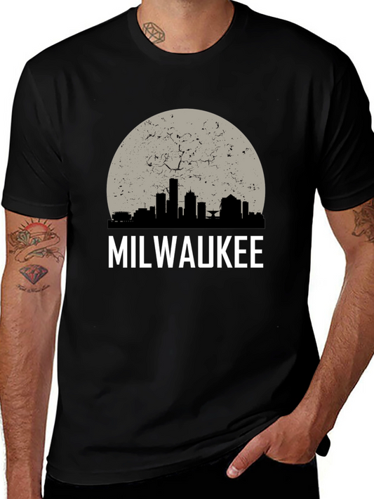 Milwaukee Skyline Graphic Tee - Distressed Moon Design