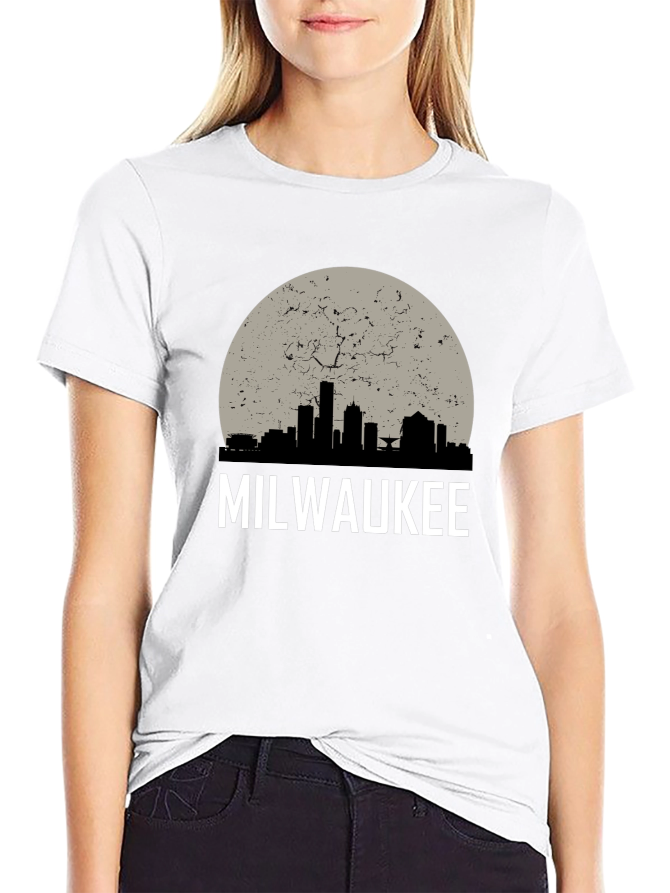 Milwaukee Skyline Graphic Tee - Distressed Moon Design