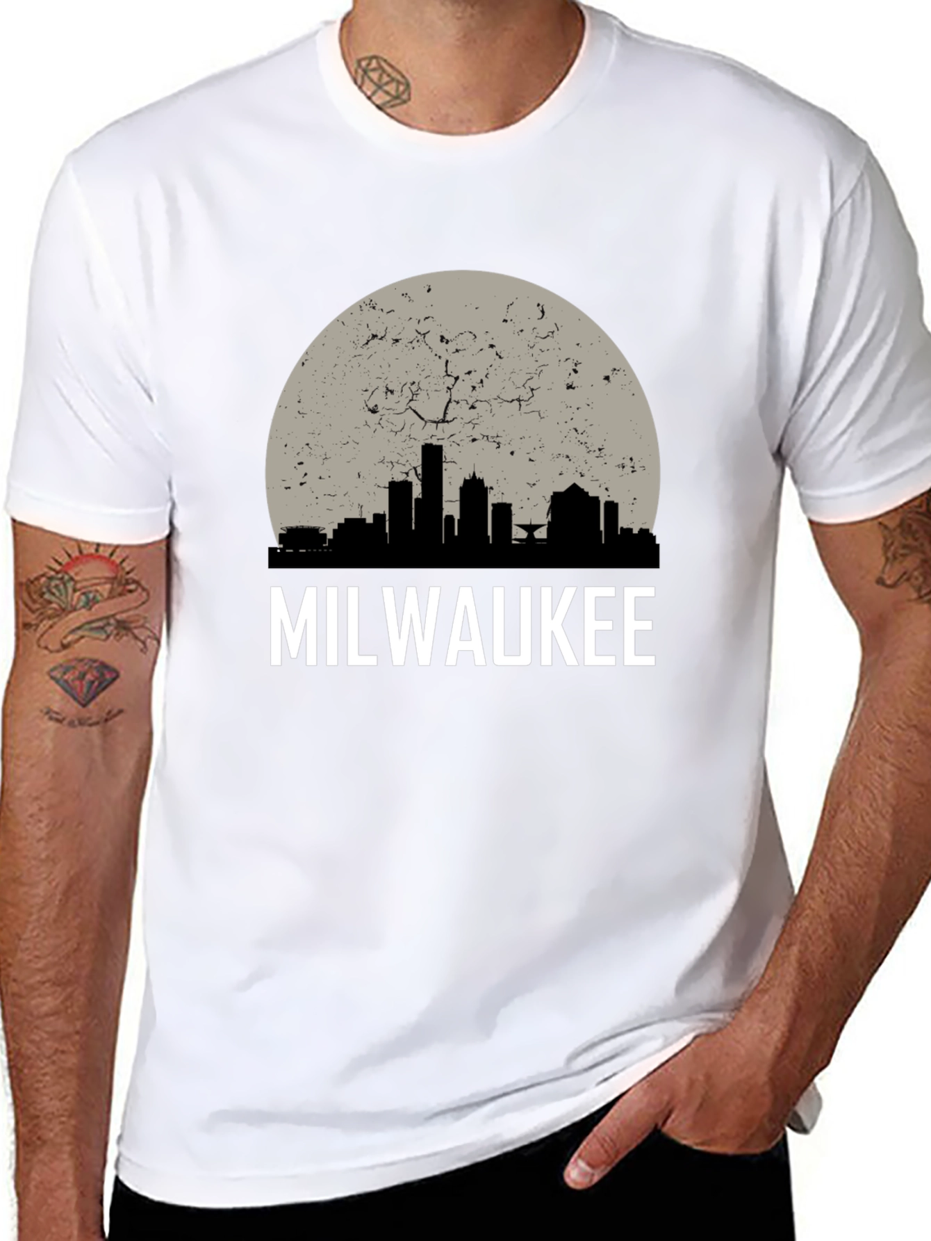 Milwaukee Skyline Graphic Tee - Distressed Moon Design
