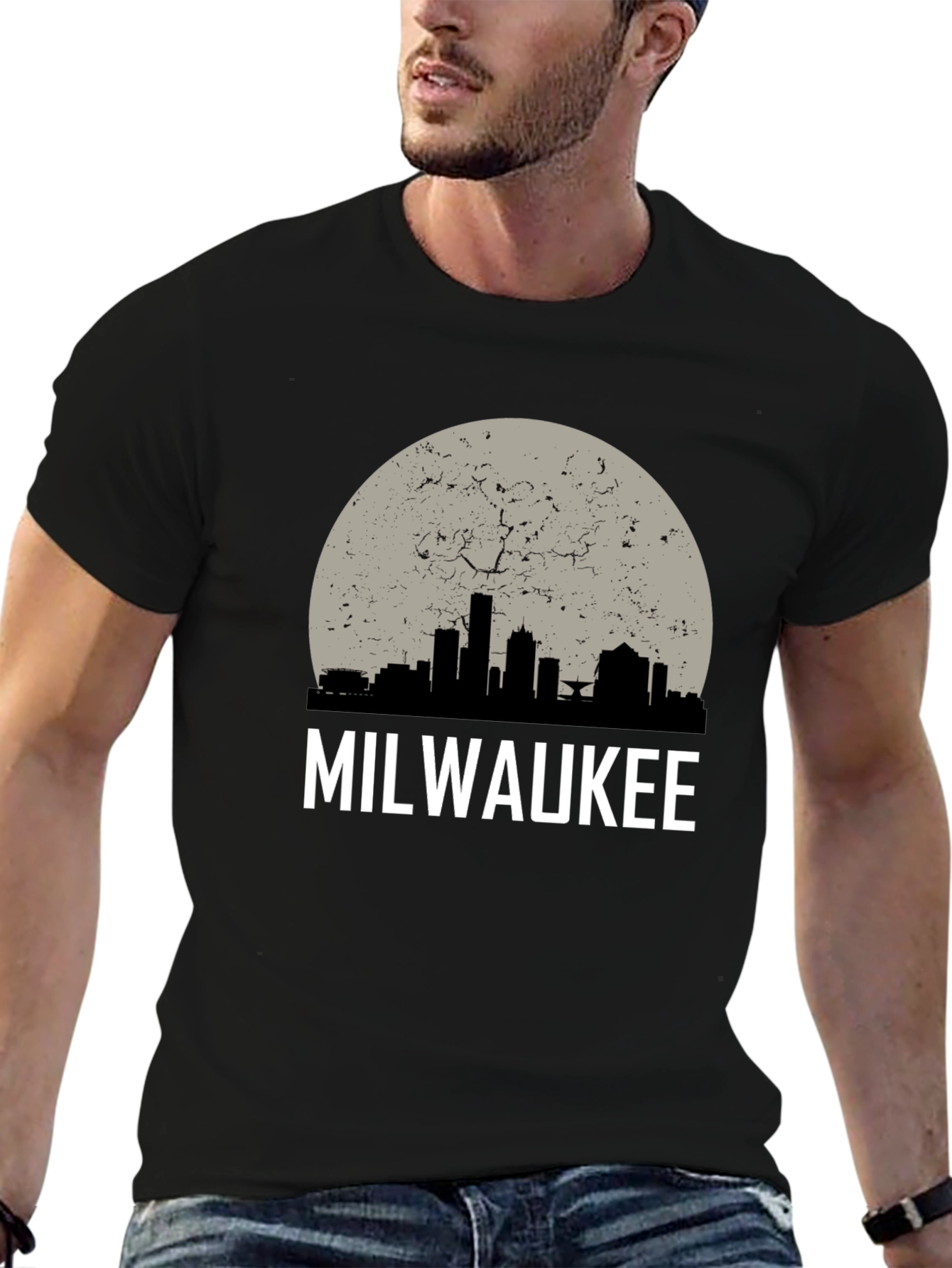 Milwaukee Skyline Graphic Tee - Distressed Moon Design