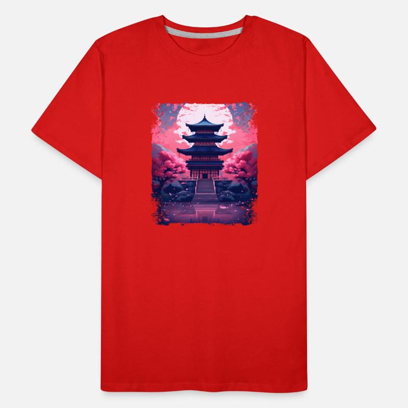 Cherry Blossom Vaporwave Sakura Tree in a Temple