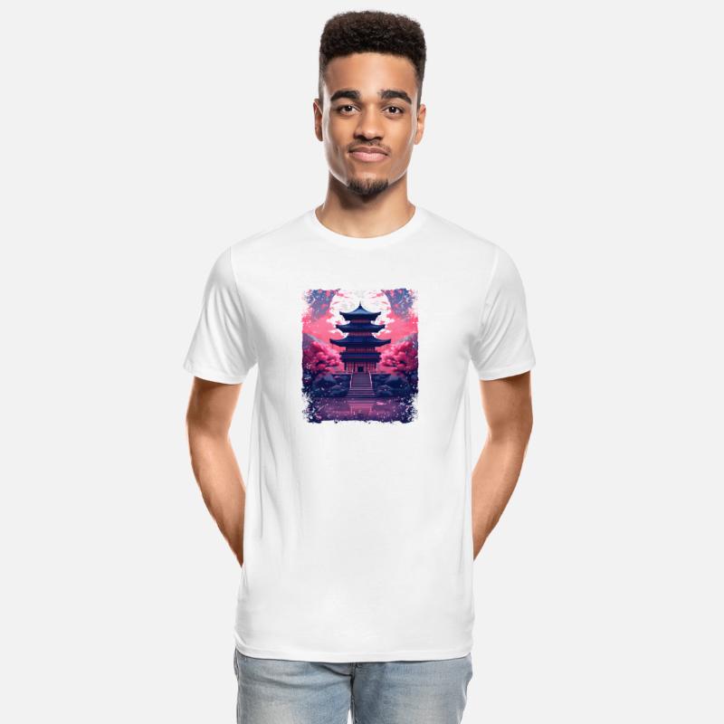 Cherry Blossom Vaporwave Sakura Tree in a Temple