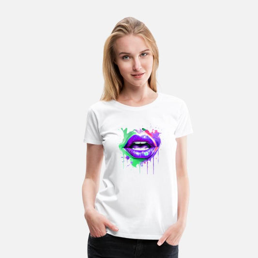 Colorful Lips Kissing Mouth Woman Face