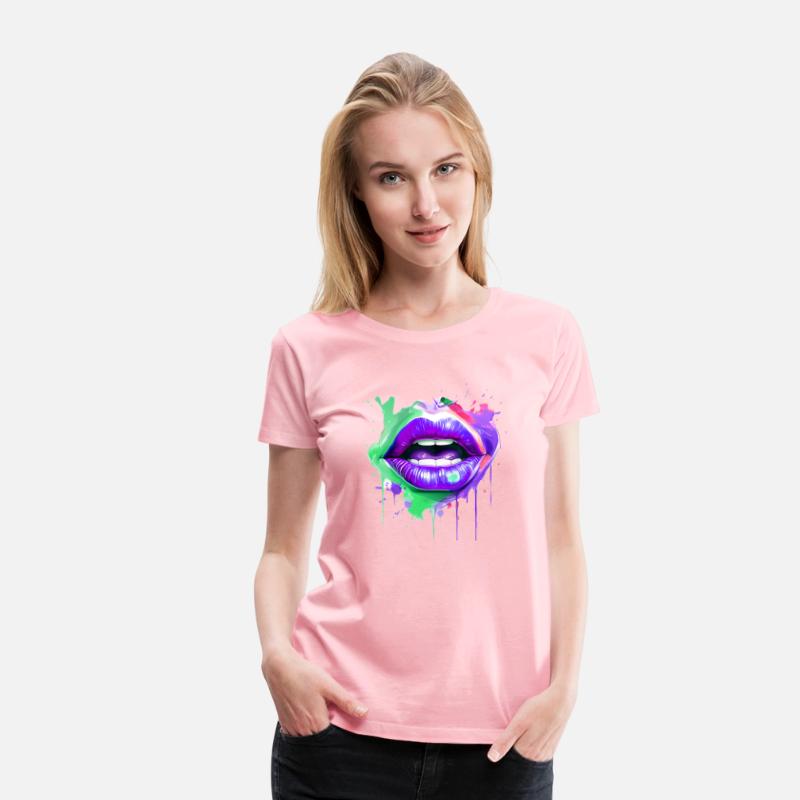 Colorful Lips Kissing Mouth Woman Face