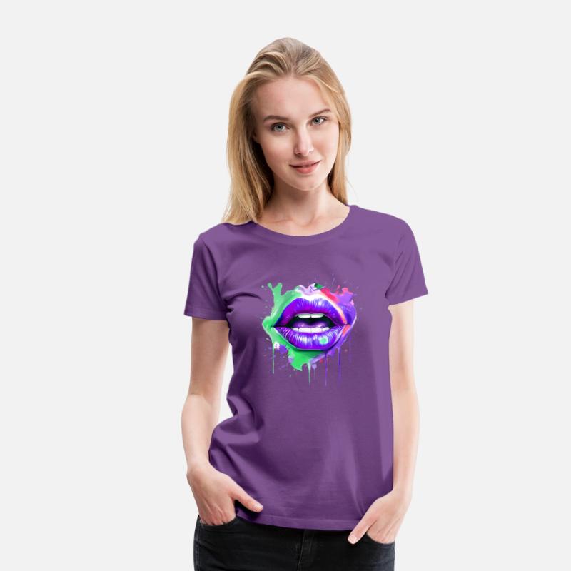 Colorful Lips Kissing Mouth Woman Face