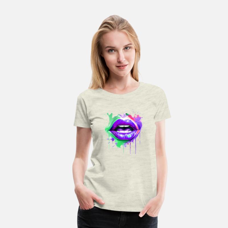 Colorful Lips Kissing Mouth Woman Face