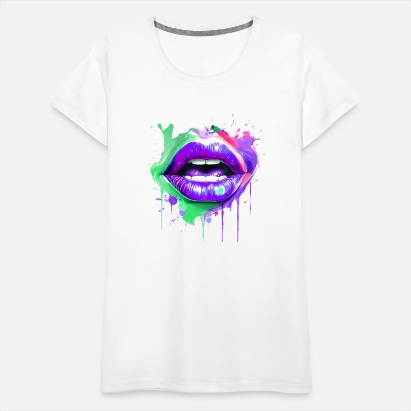 Colorful Lips Kissing Mouth Woman Face