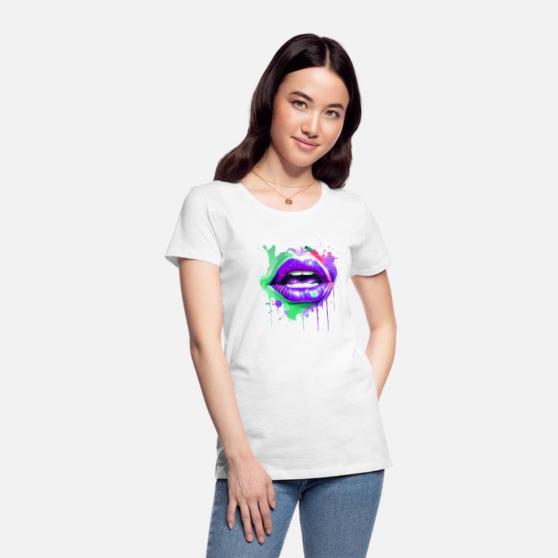 Colorful Lips Kissing Mouth Woman Face