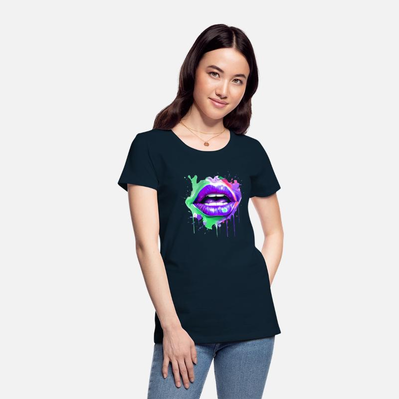 Colorful Lips Kissing Mouth Woman Face