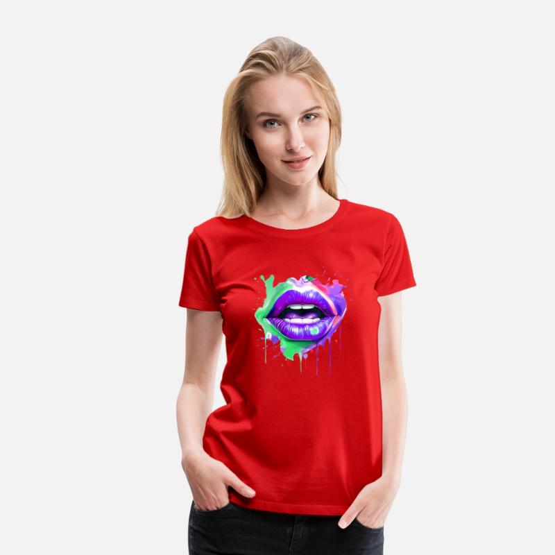 Colorful Lips Kissing Mouth Woman Face