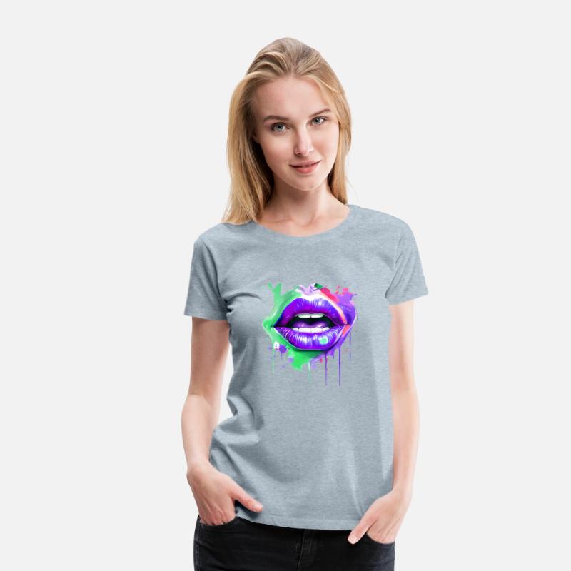 Colorful Lips Kissing Mouth Woman Face