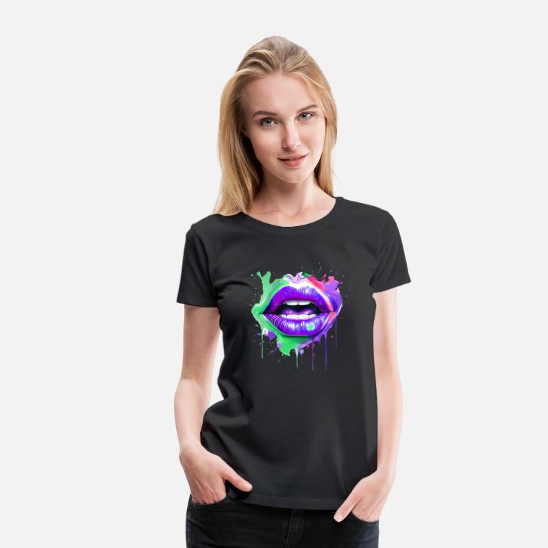 Colorful Lips Kissing Mouth Woman Face