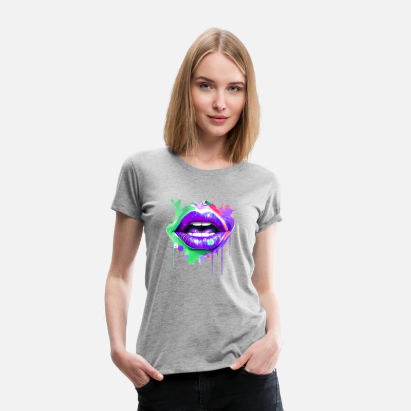 Colorful Lips Kissing Mouth Woman Face