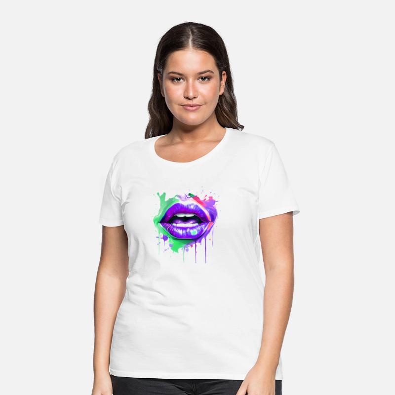 Colorful Lips Kissing Mouth Woman Face