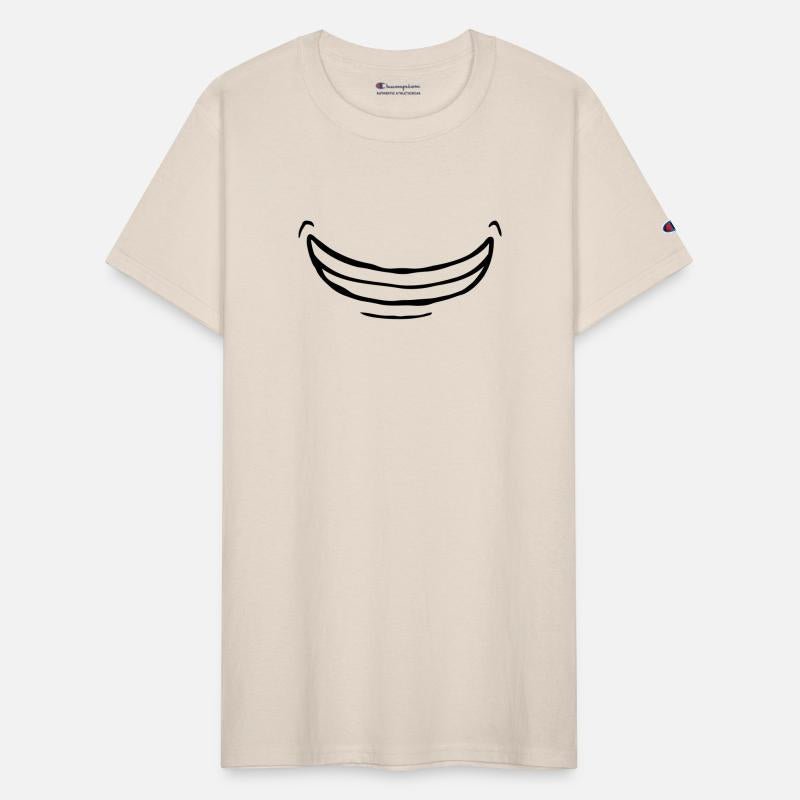 Comic wide exuberant grin