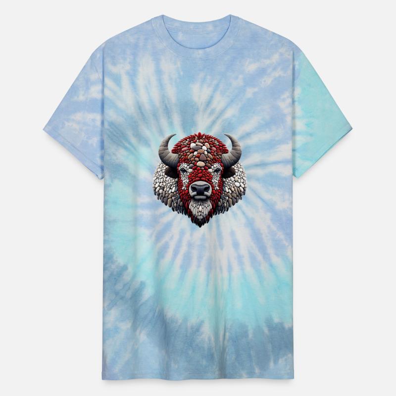 Crimson Crown Bison Pebble Art Majesty